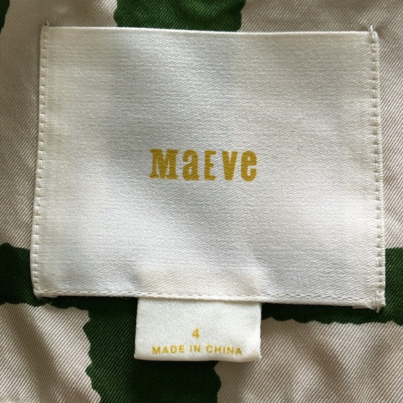 Anthropologie Maeve Broken Blocks 100% Silk Dress- Green, Cream, Navy Sz 4- EUC - Picture 4 of 11